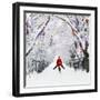 Father Christmas Riding Through Avenue in Winter-null-Framed Photographic Print