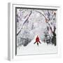 Father Christmas Riding Through Avenue in Winter-null-Framed Photographic Print