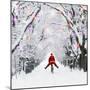 Father Christmas Riding Through Avenue in Winter-null-Mounted Photographic Print
