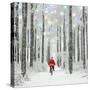 Father Christmas Riding Through Woodland-null-Stretched Canvas