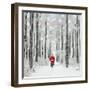 Father Christmas Riding Through Woodland-null-Framed Photographic Print