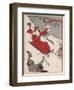 Father Christmas Ringing a Bell as He Sleighs Down a Hill-null-Framed Art Print