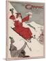 Father Christmas Ringing a Bell as He Sleighs Down a Hill-null-Mounted Art Print