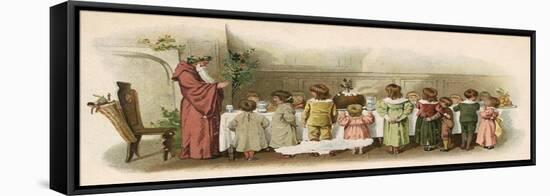 Father Christmas Saying Grace with Children-Ethel F Manning-Framed Stretched Canvas