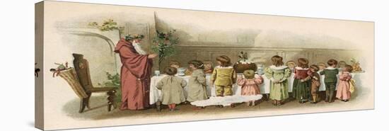 Father Christmas Saying Grace with Children-Ethel F Manning-Stretched Canvas