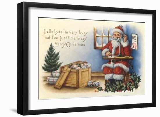 Father Christmas Speaking on the Phone-null-Framed Giclee Print