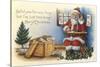Father Christmas Speaking on the Phone-null-Stretched Canvas