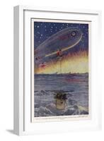 Father Christmas Uses an Airship to Deliver Presents-null-Framed Art Print