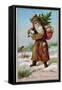 Father Christmas, Victorian Christmas Card-null-Framed Stretched Canvas