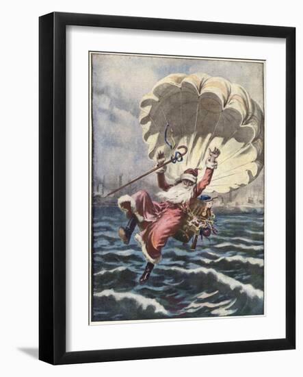 Father Christmas with a Parachute-null-Framed Art Print