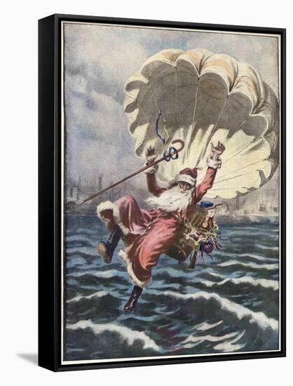 Father Christmas with a Parachute-null-Framed Stretched Canvas