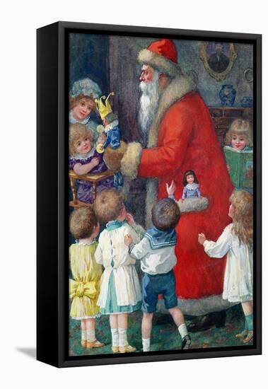 Father Christmas with Children-Karl Roger-Framed Stretched Canvas