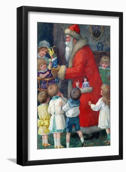 Father Christmas with Children-Karl Roger-Framed Giclee Print