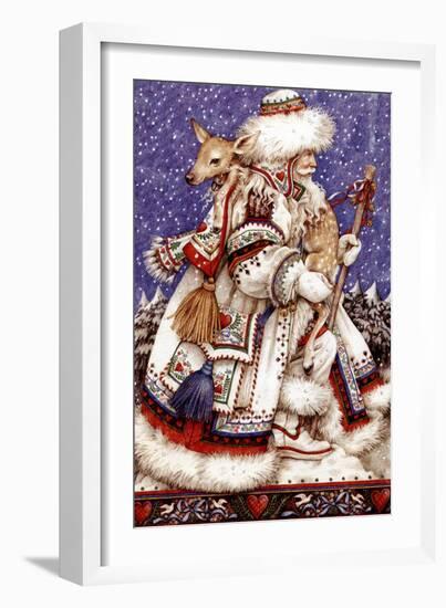 Father Christmas with Deer-Anne Yvonne Gilbert-Framed Giclee Print