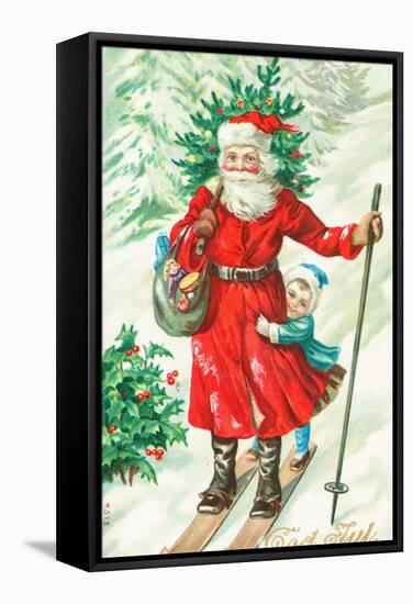 Father Christmas-German School-Framed Stretched Canvas