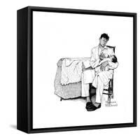 Father Feeding Infant-Norman Rockwell-Framed Stretched Canvas