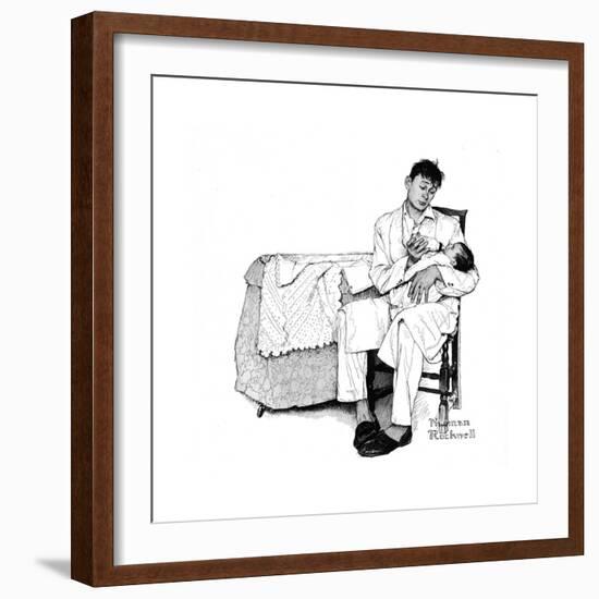 Father Feeding Infant-Norman Rockwell-Framed Giclee Print