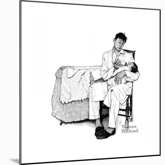 Father Feeding Infant-Norman Rockwell-Mounted Giclee Print