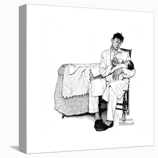 Father Feeding Infant-Norman Rockwell-Stretched Canvas