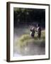 Father Fly Fishing with His Daughter-null-Framed Photographic Print