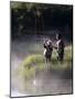 Father Fly Fishing with His Daughter-null-Mounted Photographic Print