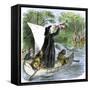 Father Jacques Marquette Holding a Peace Pipe to Greet Native Americans, c.1673-null-Framed Stretched Canvas