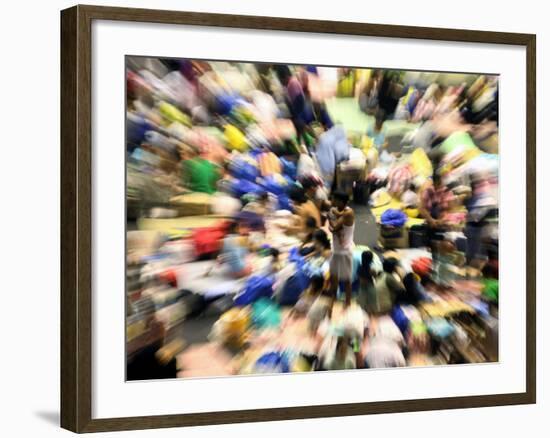 Father Kisses His Child Amidst Thousands of Evacuees Still Housed in a Gymnasium, Philippines-null-Framed Photographic Print