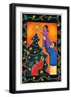 Father Lifting Girl to Put Star on Top of Christmas Tree-Stockbyte-Framed Photographic Print