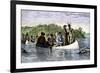 Father Marquette and Louis Joliet, the First White Men on the Upper Mississippi River, c.1673-null-Framed Giclee Print