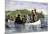 Father Marquette and Louis Joliet, the First White Men on the Upper Mississippi River, c.1673-null-Mounted Giclee Print