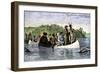 Father Marquette and Louis Joliet, the First White Men on the Upper Mississippi River, c.1673-null-Framed Giclee Print