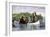 Father Marquette and Louis Joliet, the First White Men on the Upper Mississippi River, c.1673-null-Framed Giclee Print