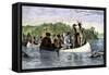 Father Marquette and Louis Joliet, the First White Men on the Upper Mississippi River, c.1673-null-Framed Stretched Canvas