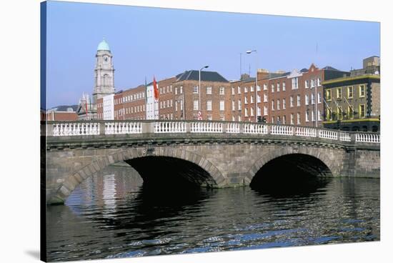 Father Mathey Bridge, Liffey River, Dublin, County Dublin, Eire (Ireland)-Bruno Barbier-Stretched Canvas