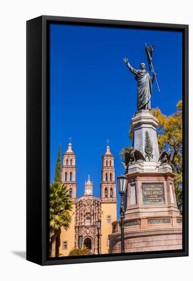 Father Miguel Hidalgo Statue, Parroquia Catedral Dolores Hidalgo, Mexico.-William Perry-Framed Stretched Canvas