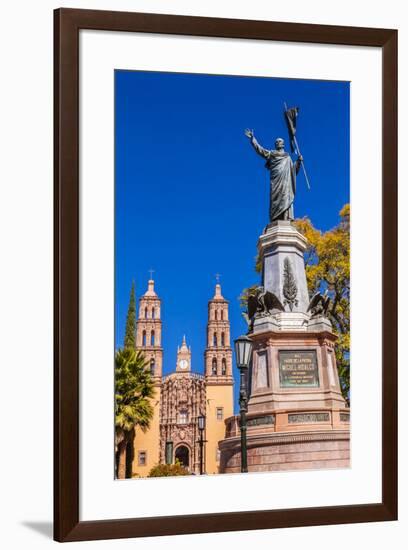 Father Miguel Hidalgo Statue, Parroquia Catedral Dolores Hidalgo, Mexico.-William Perry-Framed Premium Photographic Print