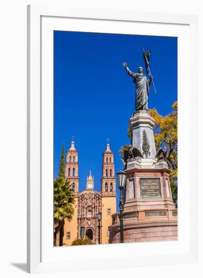 Father Miguel Hidalgo Statue, Parroquia Catedral Dolores Hidalgo, Mexico.-William Perry-Framed Premium Photographic Print