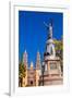 Father Miguel Hidalgo Statue, Parroquia Catedral Dolores Hidalgo, Mexico.-William Perry-Framed Premium Photographic Print