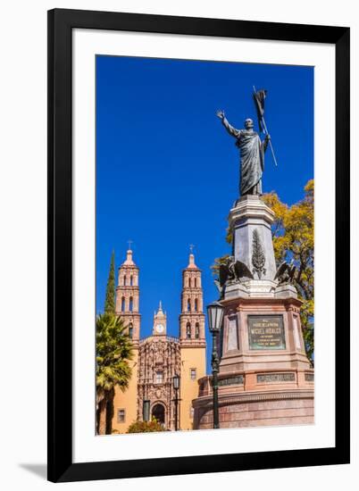 Father Miguel Hidalgo Statue, Parroquia Catedral Dolores Hidalgo, Mexico.-William Perry-Framed Premium Photographic Print