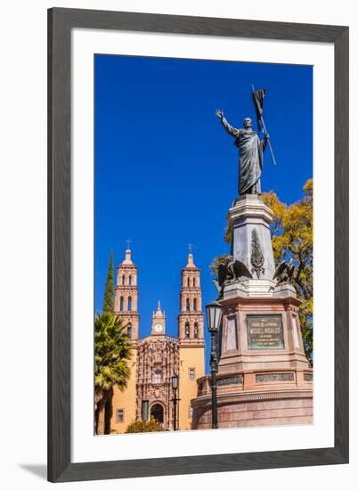 Father Miguel Hidalgo Statue, Parroquia Catedral Dolores Hidalgo, Mexico.-William Perry-Framed Premium Photographic Print