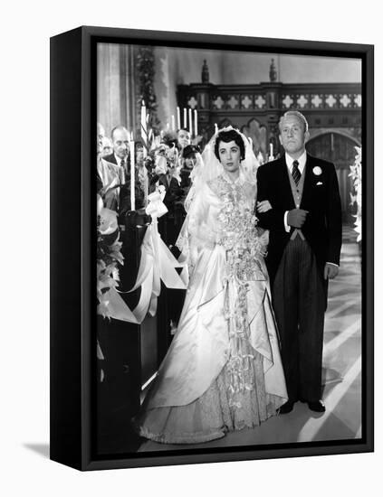 FATHER OF THE BRIDE, 1950 directed by VINCENTE MINNELLI Elizabeth Taylor / Spencer Tracy (b/w photo-null-Framed Stretched Canvas