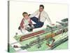 Father, Son, Toy Trains, 1954-null-Stretched Canvas