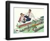Father, Son, Toy Trains, 1954-null-Framed Giclee Print