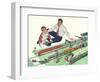 Father, Son, Toy Trains, 1954-null-Framed Giclee Print