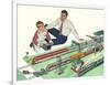 Father, Son, Toy Trains, 1954-null-Framed Premium Giclee Print