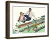 Father, Son, Toy Trains, 1954-null-Framed Giclee Print