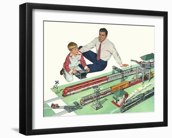 Father, Son, Toy Trains, 1954-null-Framed Giclee Print