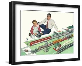 Father, Son, Toy Trains, 1954-null-Framed Giclee Print