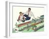 Father, Son, Toy Trains, 1954-null-Framed Giclee Print