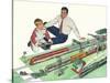 Father, Son, Toy Trains, 1954-null-Stretched Canvas